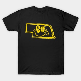 NE Eyes Nebraska Grunge Smiling Face Black background T-Shirt